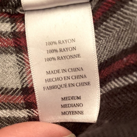 Rails Hunter plaid rayon button down long sleeved top onyx, crimson & white M - Picture 5 of 12